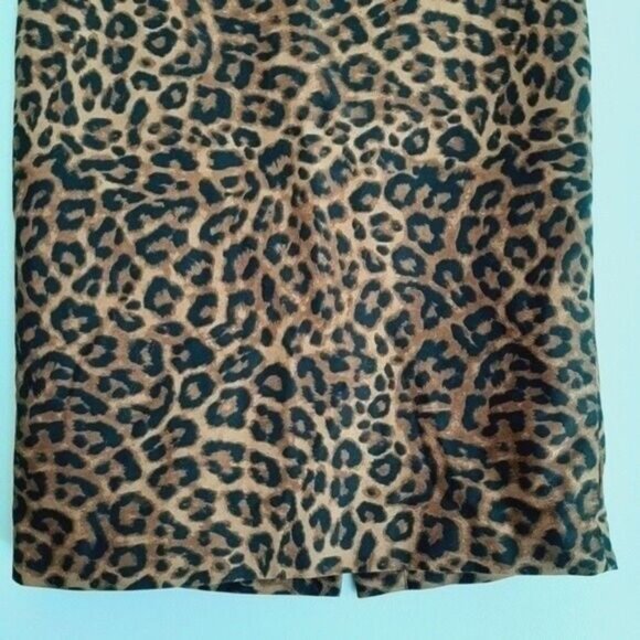 LORD & TAYLOR | Leopard Midi Pencil Skirt Tan & Black Animal Print Sz 2 - Picture 4 of 9